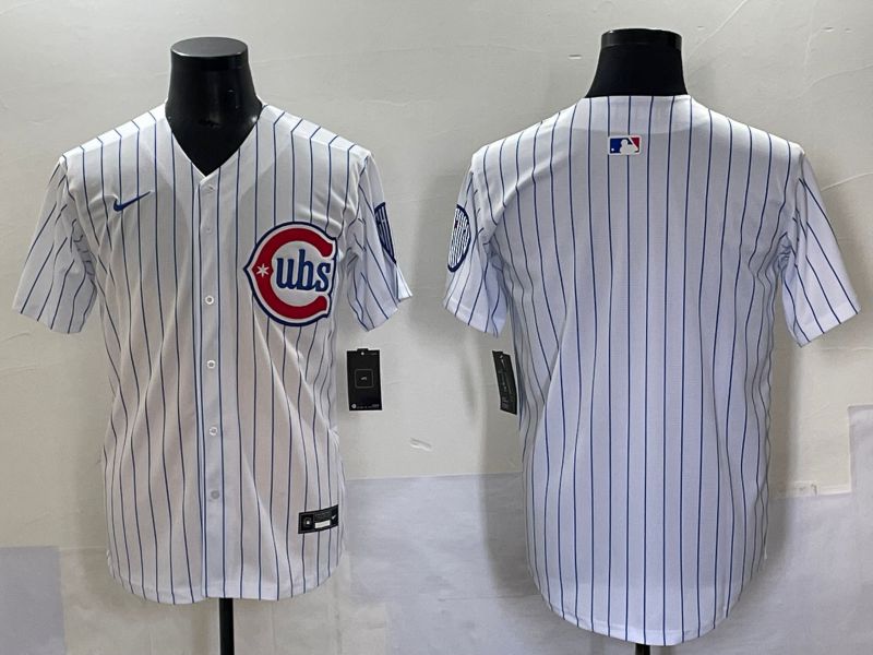 Men 2025 Chicago Cubs Blank White Stripe Fashion Nike MLB Jersey style 7031